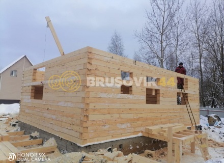 Дом 6х8 м из обрезного бруса 150х150 мм по проекту № 34  в селе Лужки, городской округ Истра, Московская область