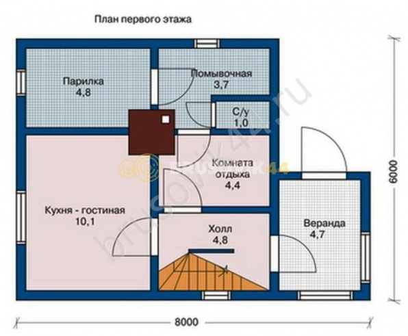 Проект №3 баня из бруса 6х8