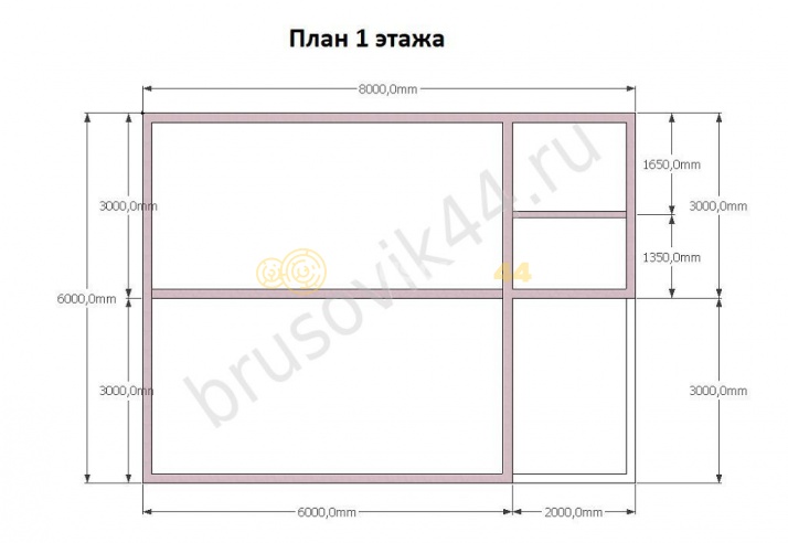 Проект №59 дома из бруса 6х8