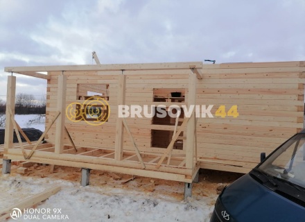 Дом 6х8м с террасой из профилированного бруса 145х145мм по индивидуальному проекту в СНТ Майский, г. Кострома