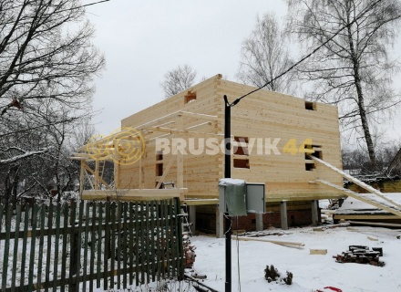Двухэтажный дом 9х10 м из профилированного бруса 145х195 мм в СНТ Шараповские сады, городской округ Серпухов, Московская область