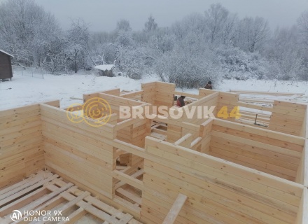 Дом 6х9 м из профилированного бруса 145х145 мм по индивидуальному проекту в д. Скрипово, Заокский район, Тульской области