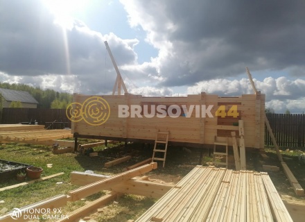 Баня 6х8 м из профилированного бруса 145х145 мм с рубкой углов &quot;в чашу&quot; по индивидуальному проекту в д. Вятчинки, Ивановоская область