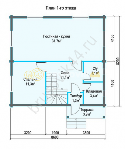 Проект №21 дома из бруса 8,6х8,2