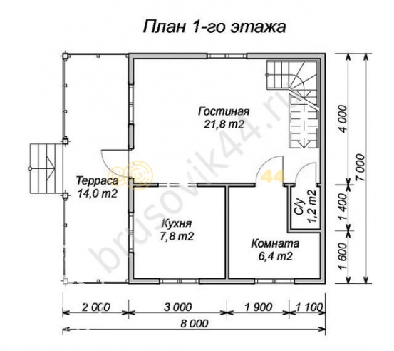 Проект №18 дома из бруса 7х8