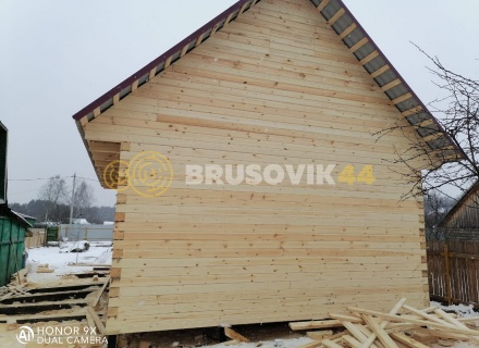 Дом 6х8м по проекту №24 из профилированного бруса 145х145 мм в СНТ Резинотехника-2, г. Ярославль.