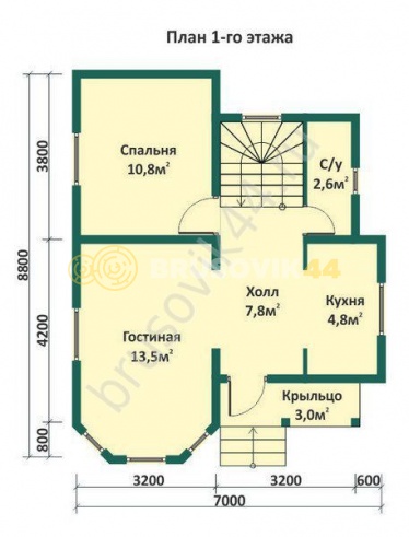 Проект №31 дома из бруса 7х8,8