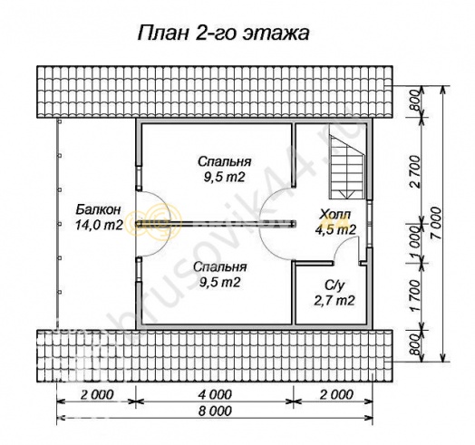 Проект №18 дома из бруса 7х8