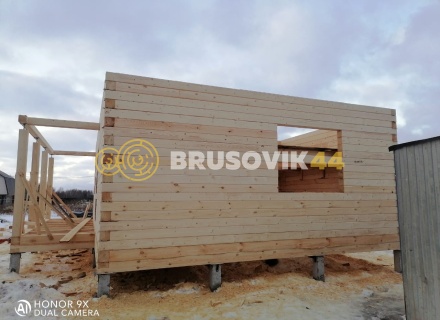 Дом 6х8м с террасой из профилированного бруса 145х145мм по индивидуальному проекту в СНТ Майский, г. Кострома