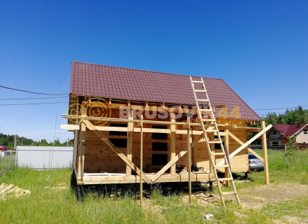 Дом 6х9 м из профилированного бруса 145х145 мм в коттеджном посёлке Барсово, д. Малые Петрищи, городской округ Щёлково, Московская область