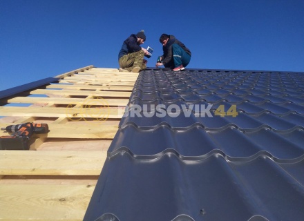 Дом 7х9 м из обрезного бруса 150х150 мм по индивидуальному проекту в коттеджном посёлке Рыбицы-1, Гатчинский район, Ленинградская область