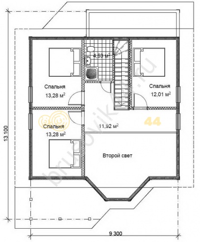 Проект №6 дома из бруса 9,3х13,1