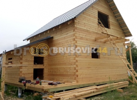 Баня 6х8 м из сухого профилированного бруса 145х145 мм по проекту №3 в Московской области