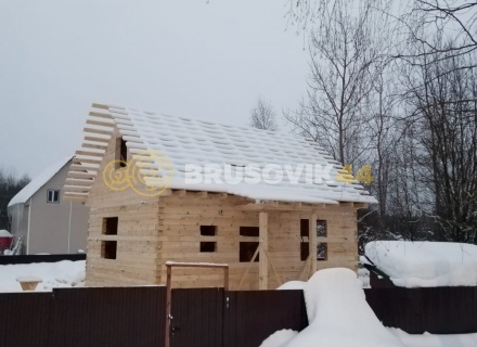 Дом 6х8 м из обрезного бруса 150х150 мм по проекту № 34  в селе Лужки, городской округ Истра, Московская область