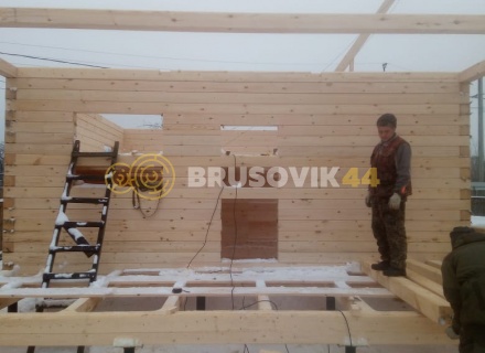 Дом 6х8м по проекту №24 из профилированного бруса 145х145 мм в СНТ Резинотехника-2, г. Ярославль.