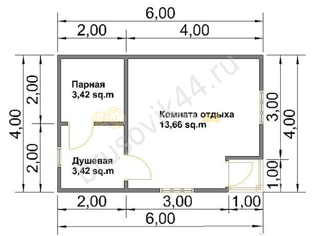 Проект №11 баня из бруса 6х4