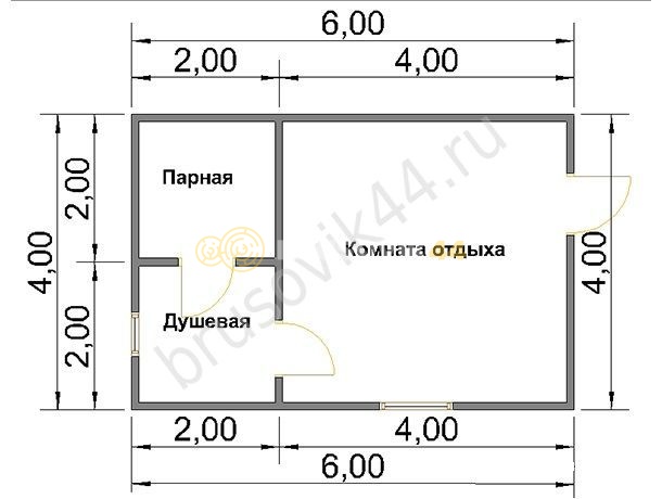 Проект №10 баня из бруса 6х4