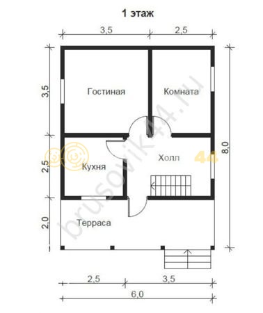 Проект №24 дома из бруса 6х8