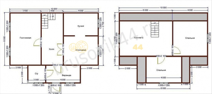 Проект №11 дома из бруса 6х10