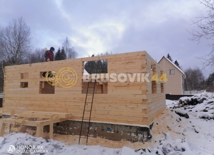 Дом 6х8 м из обрезного бруса 150х150 мм по проекту № 34  в селе Лужки, городской округ Истра, Московская область