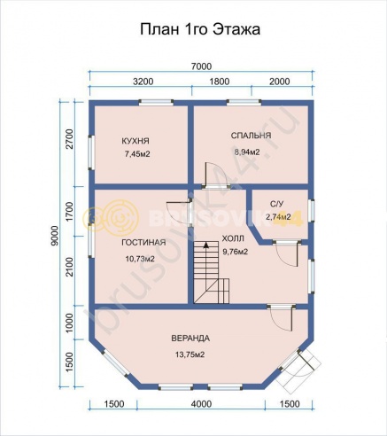 Проект №30 дома из бруса 7х9